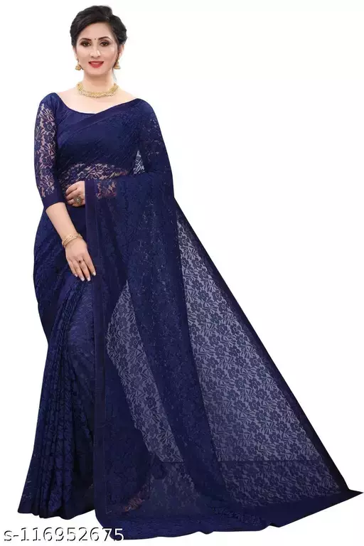 Buy Embroidered Persian Pre-Pleated Blue Satin Saree Online